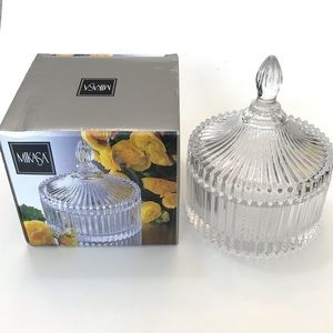 Mikasa Diamond Fire covered canister candy dish NEW IN BOX